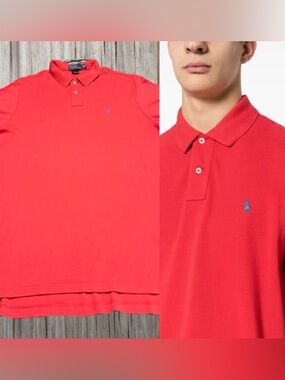 Ralph Lauren Red Polo Shirt with Blue  Logo XXL